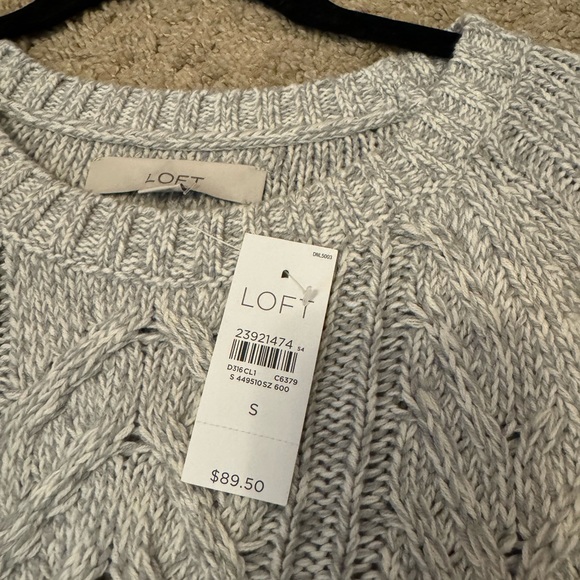 Loft brand cold shoulder sweater dress in light gray. - Picture 2 of 2